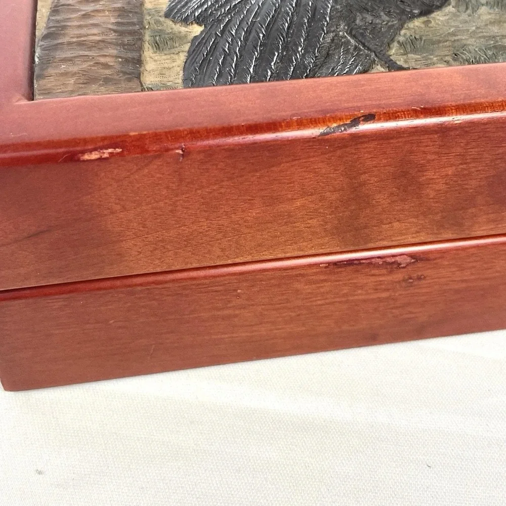 Vintage‎ Wild Turkey Call Jewelry Trinket Box Cherry Wood 3D Hunting Decor